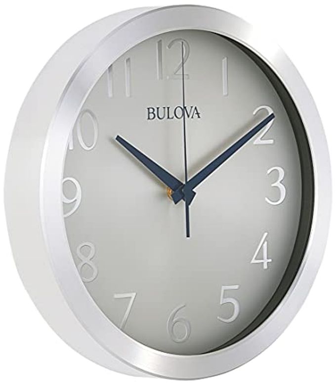 WINSTON WALL CLOCK C4844 10 DIAMETER METAL DESIGN WITH DIAMOND CUT EDGES SILENT SWEEP QUARTZ MOVEMENT EASYTOREAD ARABIC NUMERALS