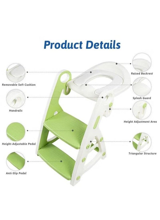 XiuWoo 2-In-1 Baby Potty Training Toilet Seat With Height Adjustable, Step Stool Ladder  - Image 2