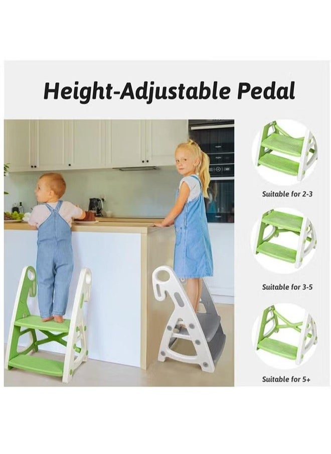 2-In-1 Baby Potty Training Toilet Seat With Height Adjustable, Step Stool Ladder