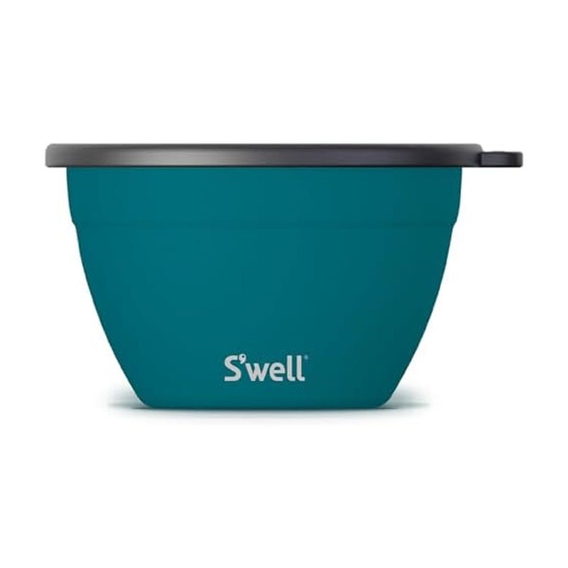 S'well طقم وعاء سلطة من الفولاذ المقاوم للصدأ S'well سعة 64 أونصة، أزرق طاووس، يأتي مع حاوية صغيرة سعة 2 أونصة وصينية قابلة للإزالة للتنظيم، مانعة للتسرب، سهلة التنظيف، آمنة في غسالة الصحون - Image 5