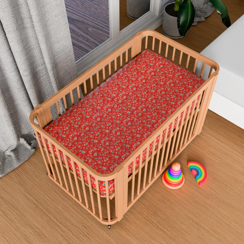 Kuber Industries Baby Sheet | Reversible Baby Plastic Sheet | Crib Sheet for Baby | Bed Wetting Protector Sheet | Baby Mattress Sheet for Baby | Toddler Bed Sheet | 100x100 CM | Pack of 2 | Red - Image 4