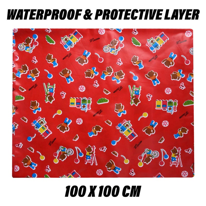 Kuber Industries Baby Sheet | Reversible Baby Plastic Sheet | Crib Sheet for Baby | Bed Wetting Protector Sheet | Baby Mattress Sheet for Baby | Toddler Bed Sheet | 100x100 CM | Pack of 2 | Red - Image 3