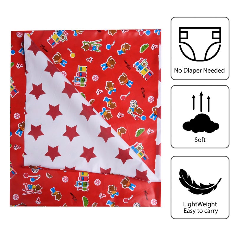 Kuber Industries Baby Sheet | Reversible Baby Plastic Sheet | Crib Sheet for Baby | Bed Wetting Protector Sheet | Baby Mattress Sheet for Baby | Toddler Bed Sheet | 100x100 CM | Pack of 2 | Red - Image 5
