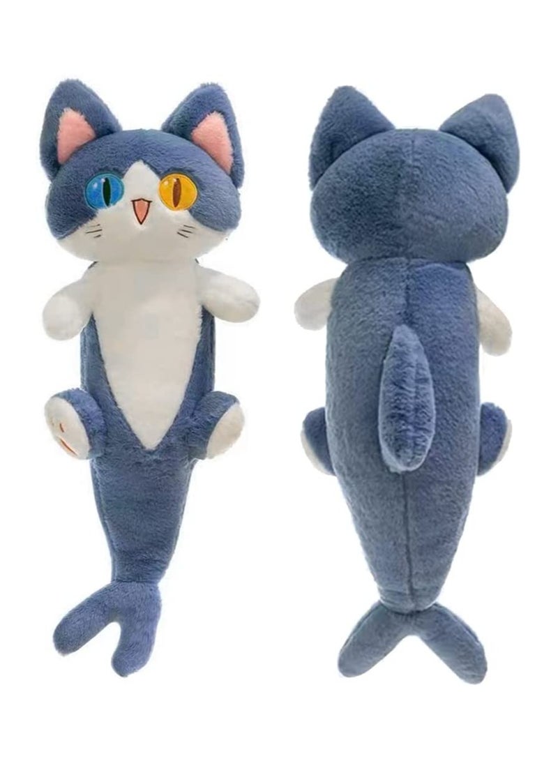 SOLARAE Lovely Plush Shark Cat Doll Cute Cartoon Soft Stuffed Shark Kitten Pillow Long Throw Sleeping Pillow Doll Toy Gift for Kids Girlfriend 50CM - Image 1