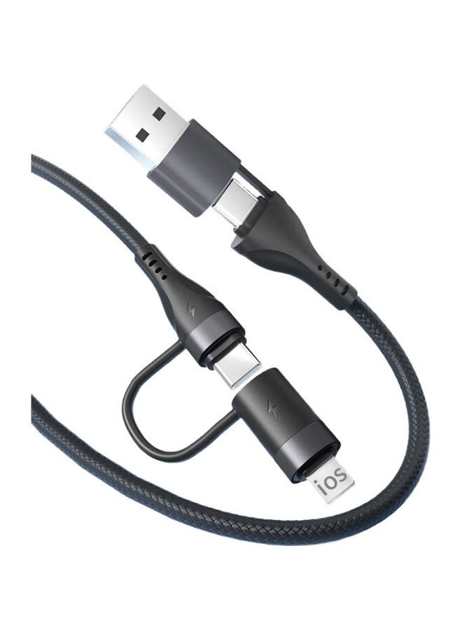 Lenvog Lanwogang 4-In Data Cable, Multifunctional Charging Cord, Braided Pd60W Fast Charging, Suitable For Iphone 16/15/14/13, Huawei, Xiaomi, Honor, 1 Meter, Black - Image 3