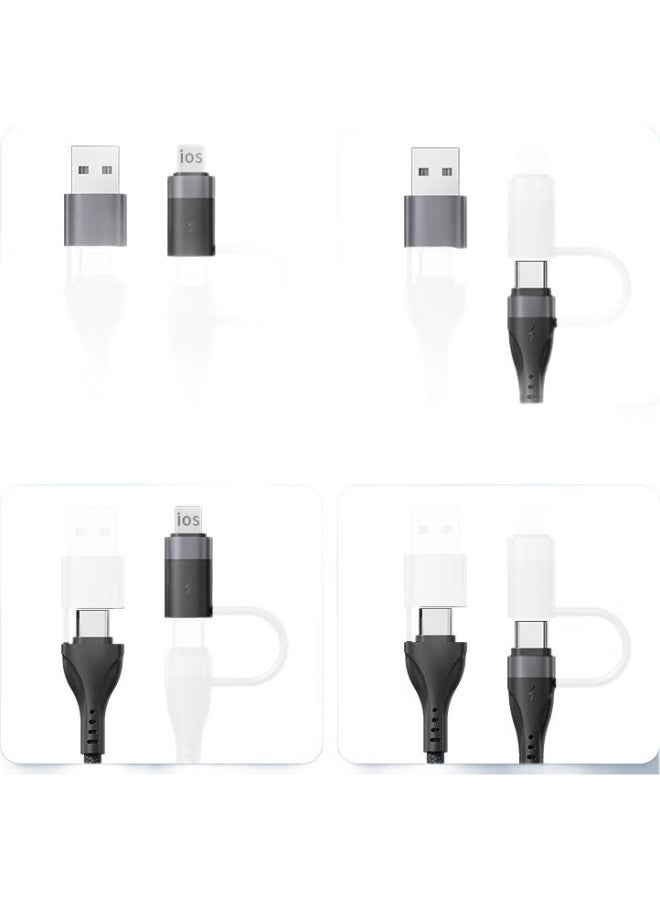 Lenvog Lanwogang 4-In Data Cable, Multifunctional Charging Cord, Braided Pd60W Fast Charging, Suitable For Iphone 16/15/14/13, Huawei, Xiaomi, Honor, 1 Meter, Black - Image 1