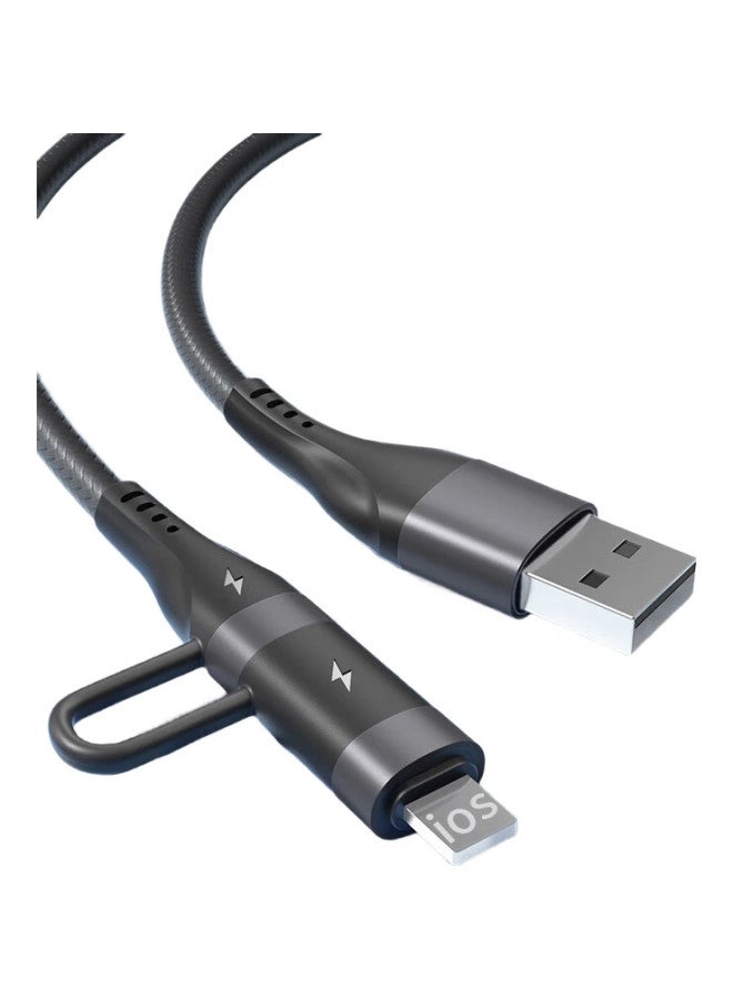 Lenvog Lanwogang 4-In Data Cable, Multifunctional Charging Cord, Braided Pd60W Fast Charging, Suitable For Iphone 16/15/14/13, Huawei, Xiaomi, Honor, 1 Meter, Black - Image 2