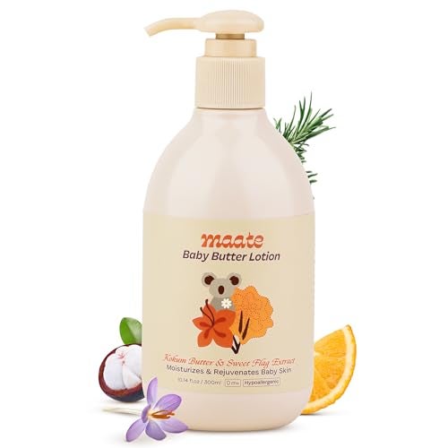 Maate Body Butter Lotion (300ml) | Enriched with Pure Kokum Butter & Sweet Flag Extract | Gentle Cream for Face, Skin & Body | Moisturizing Lotion for Kids 0–12 Years | Body Moisturizer - Image 1