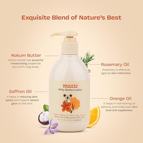 Maate Body Butter Lotion (300ml) | Enriched with Pure Kokum Butter & Sweet Flag Extract | Gentle Cream for Face, Skin & Body | Moisturizing Lotion for Kids 0–12 Years | Body Moisturizer - Image 4