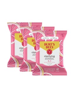 Burt's Bees Burt's Bees Pink Grapefruit Face Wipes, for All Skin Types, Hydrating Makeup Remover & Facial Cleansing Towelettes, 30 Ct. (3-Pack)  - Image 1
