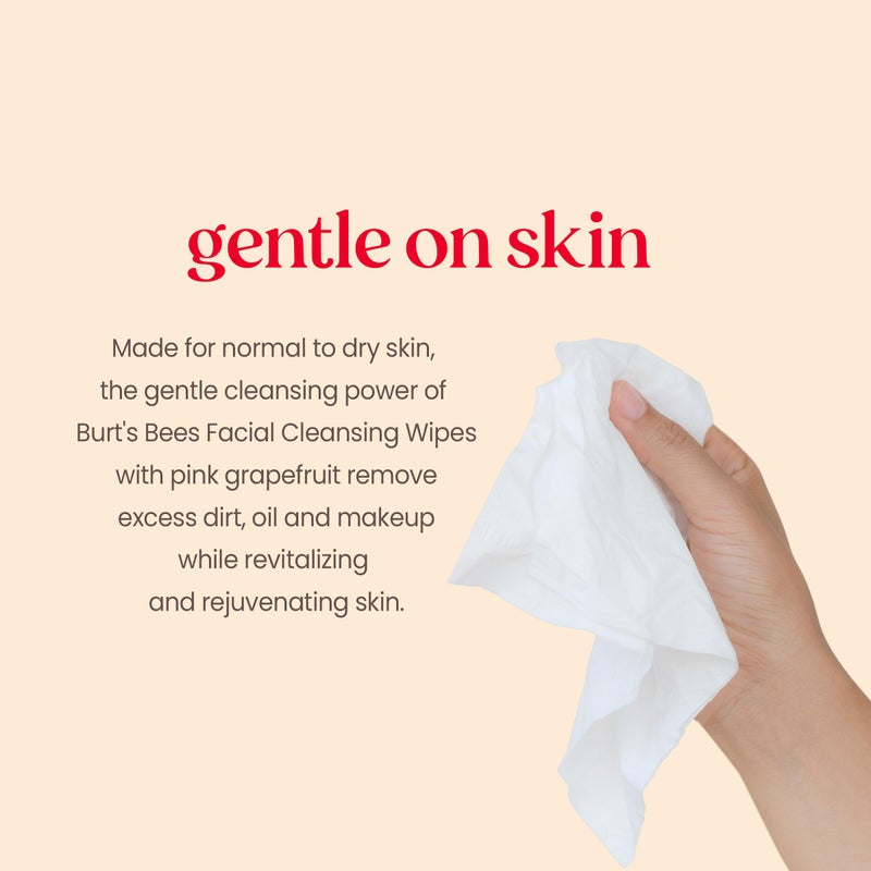 Burt's Bees Stocking Stuffers, Pink Grapefruit Face Wipes, for All Skin Types, Hydrating Makeup Remover & Facial Cleansing Towelettes, Skin Care Christmas Gifts, 30 Ct. (3-Pack) - Image 5