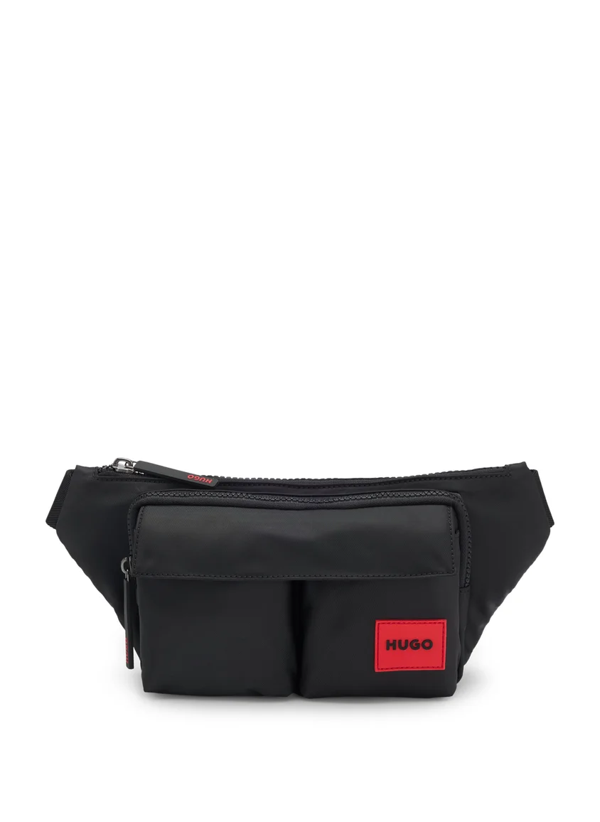 HUGO Matte-twill belt bag with double flap pockets