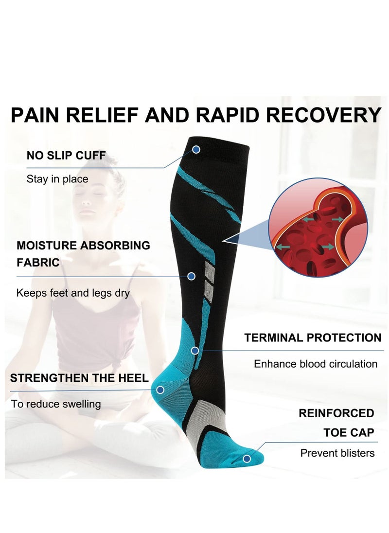 Generic - Compression Socks for Women Men, 6 Pairs Knee High Compression Stockings for Men Women, 15-20mmHg Copper Graduated Pressure Socks for Nurses Flying Travel Pregnancy - Image 1