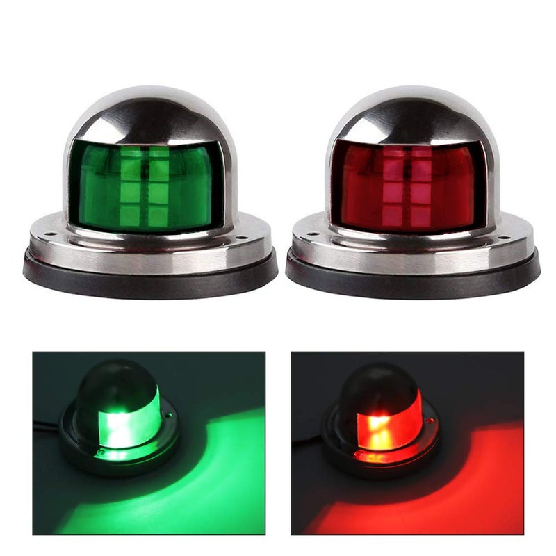 Acelane One Pair LED Navigation Lights Red and Green Lights Marine Sailing Signal Lights Stainless Steel 12V Bow Side Port Starboard for Boating Fishing Yacht, Pontoons, Chandlery Boat (ACE-01) - Image 1