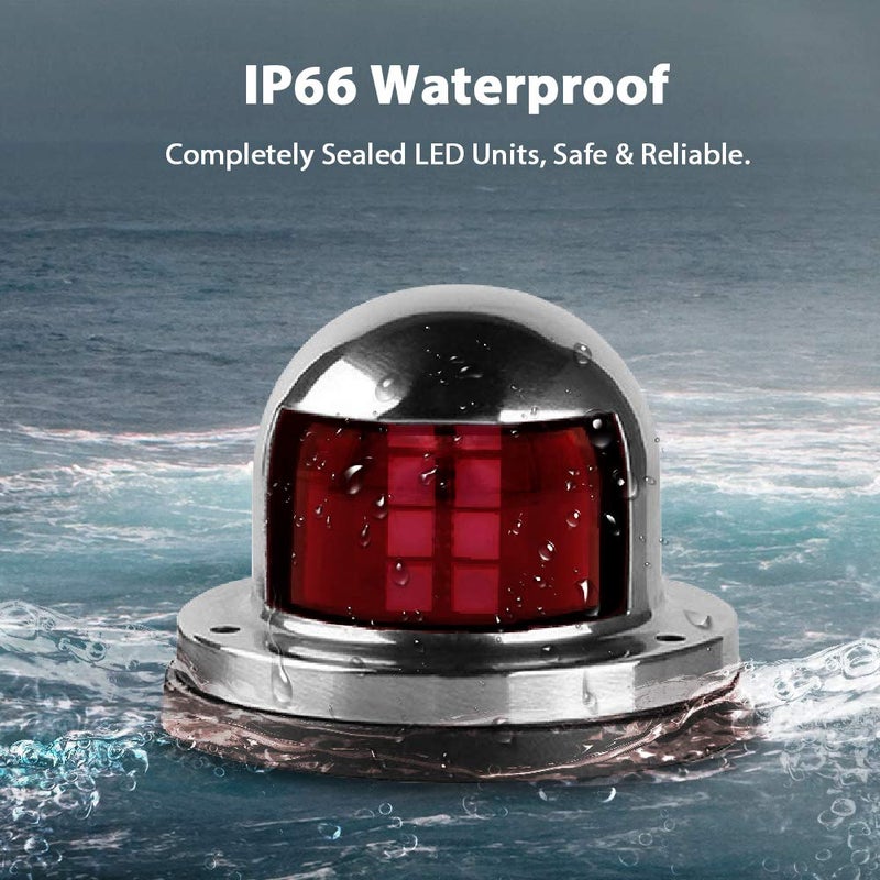 Acelane One Pair LED Navigation Lights Red and Green Lights Marine Sailing Signal Lights Stainless Steel 12V Bow Side Port Starboard for Boating Fishing Yacht, Pontoons, Chandlery Boat (ACE-01) - Image 4