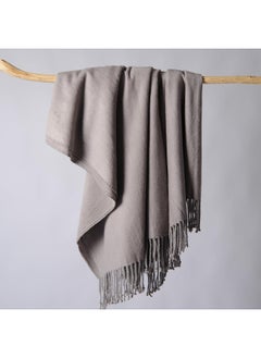CUDDLE DREAMS CUDDLE DREAMS Silk Throw Blanket with Hand-Knotted Fringe, Natural, Soft & Breathable (Gray)  - Image 5
