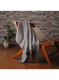 CUDDLE DREAMS CUDDLE DREAMS Silk Throw Blanket with Hand-Knotted Fringe, Natural, Soft & Breathable (Gray)  - Image 3