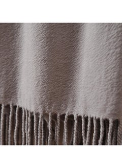 CUDDLE DREAMS CUDDLE DREAMS Silk Throw Blanket with Hand-Knotted Fringe, Natural, Soft & Breathable (Gray)  - Image 4