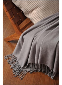 CUDDLE DREAMS CUDDLE DREAMS Silk Throw Blanket with Hand-Knotted Fringe, Natural, Soft & Breathable (Gray)  - Image 2