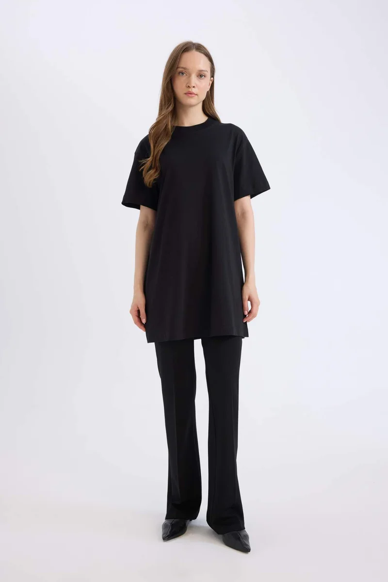 Defacto Regular Fit Crew Neck Short Sleeve Tunic