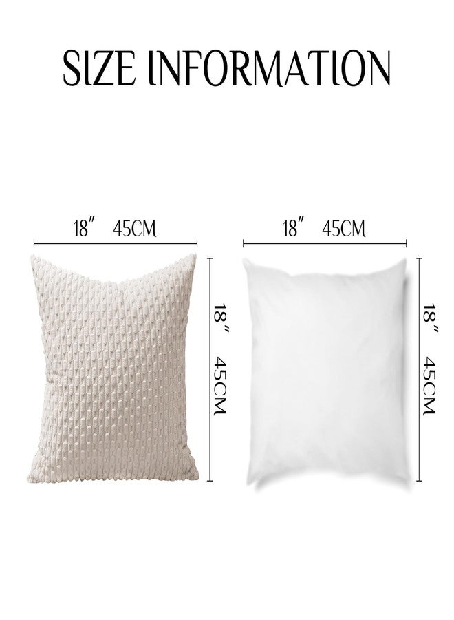 Softalker Throw Pillow Covers 18x18 Inch, Set of 2, Soft Corduroy Boho Stripe Decorative Pillow Cover, Couch Fluffy Pillow Cover for Farmhouse Home Decor Bed Living Room, Beige - Image 4