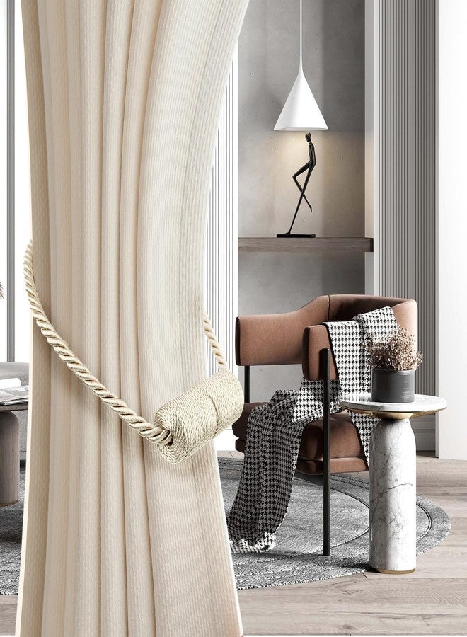 ميلالوكو أربطة ستائر مغناطيسية، أربطة نوافذ ريفية لتزيين غرفة النوم وغرفة المعيشة (بيج، 2) - Image 5