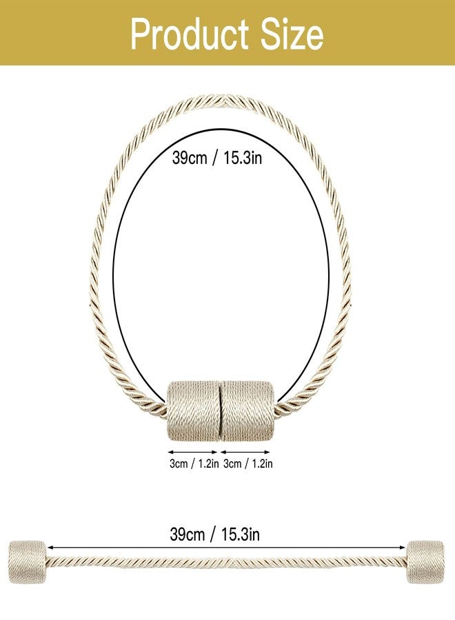 ميلالوكو أربطة ستائر مغناطيسية، أربطة نوافذ ريفية لتزيين غرفة النوم وغرفة المعيشة (بيج، 2) - Image 2