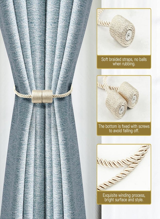 ميلالوكو أربطة ستائر مغناطيسية، أربطة نوافذ ريفية لتزيين غرفة النوم وغرفة المعيشة (بيج، 2) - Image 3