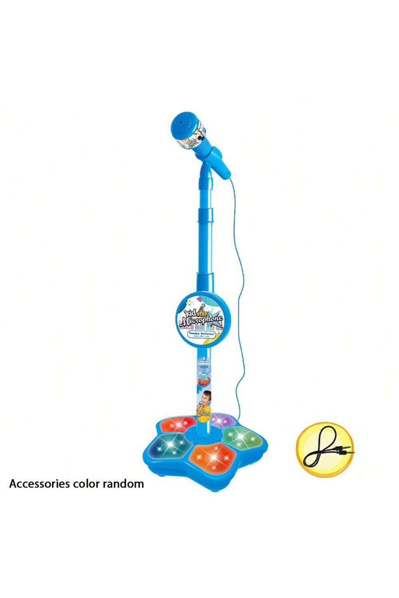 حامل ميكروفون أزرق للأطفال، جهاز كاريوكي إلكتروني محمول للأطفال، ميكروفون كاريوكي متين للحفلات