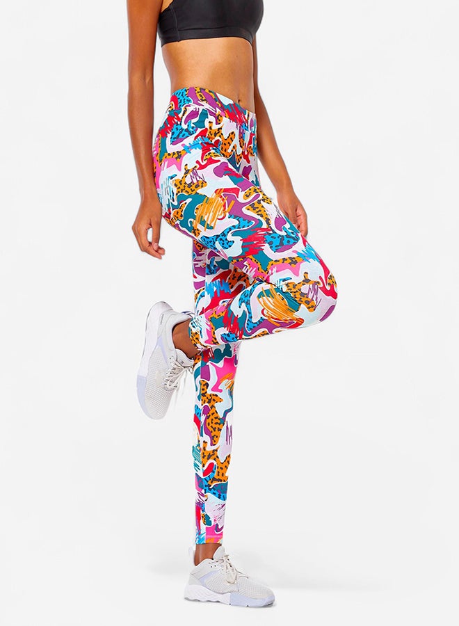 DECATHLON Women's Cotton Fitness Leggings - Multicolour - Image 1