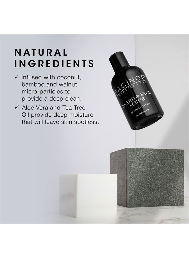 Pacinos Beard and Face Scrub Shave System - Natural Shampoo with Aloe Vera and Tea Tree Extract, Removes Impurities, Organic, 4 fl. oz.  - Image 4