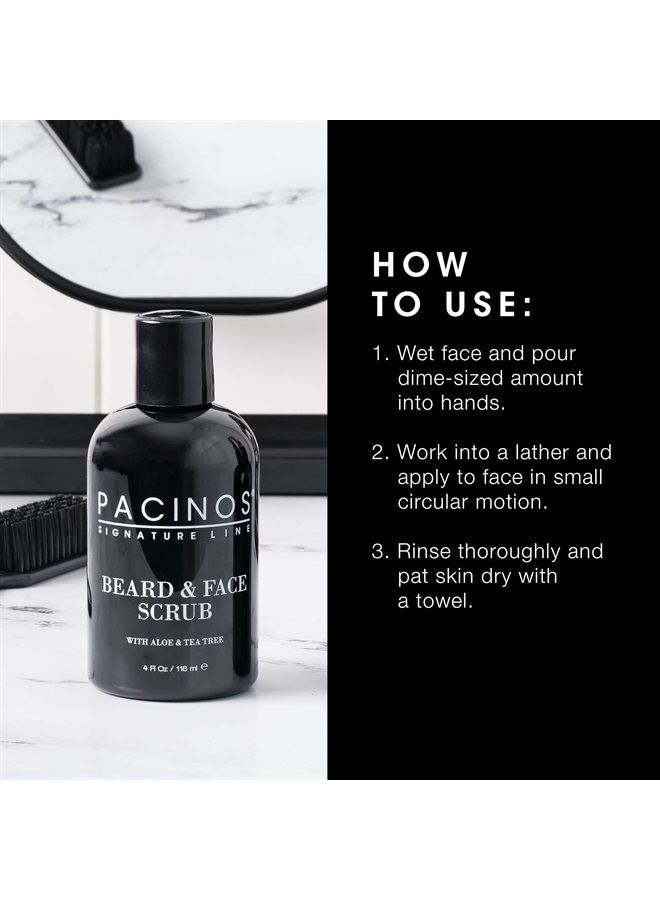 Pacinos Beard and Face Scrub Shave System - Natural Shampoo with Aloe Vera and Tea Tree Extract, Removes Impurities, Organic, 4 fl. oz.  - Image 5