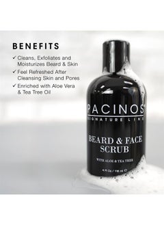 Pacinos Beard and Face Scrub Shave System - Natural Shampoo with Aloe Vera and Tea Tree Extract, Removes Impurities, Organic, 4 fl. oz.  - Image 2
