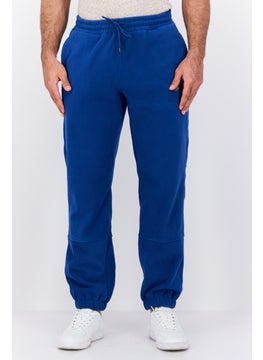 Men Regular Fit Drawstring Brand Logo Sweatpants, Blue