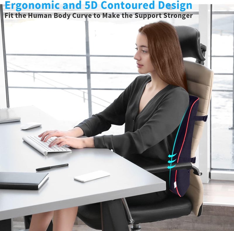 ANTETOKO Lumbar Support Pillow,Memory Foam Back Support for Office Chair,Computer Chair,Car Seat,Recliner and Couch with Breathable 3D Mesh Cover,Ergonomic Design Orthopedic Backrest for Back Pain Relief - Image 5