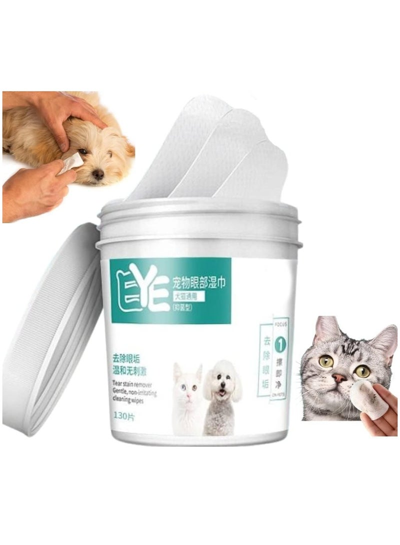 130 Pet Eye Wipes to Clean Tear Stains on Eyes of Cats & Dogs|Pet Eye wipes to clean dirt Crust |Pet Wipes Made up of Gentle Cotton Pads for Cleansing of Pet Eyes and Nose - Image 1