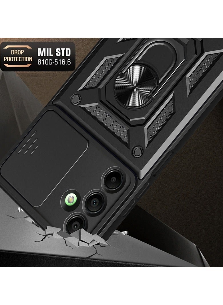 جراب حمايه ويندو مقاوم للصدمات وحمايه للكاميرا مزود بدبله معدنيه متوافق مع Samsung Galaxy A16 (اسود) - Image 4