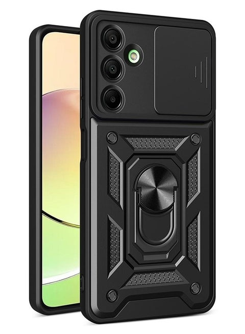 Case Cover Shockproof Windows Protective Case with Camera Protection and Metal Ring Compatible with Samsung Galaxy A16 (Black)