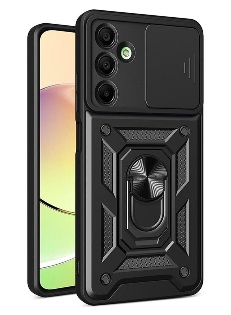 جراب حمايه ويندو مقاوم للصدمات وحمايه للكاميرا مزود بدبله معدنيه متوافق مع Samsung Galaxy A16 (اسود) - Image 1