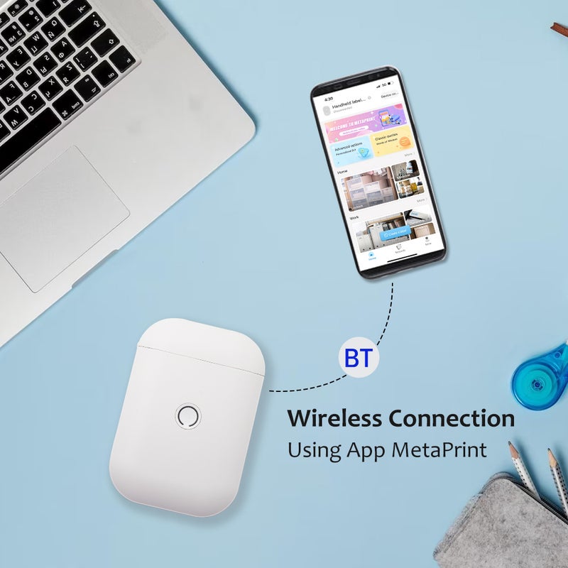 D11 Label Printer Pocket Smartphone Gap Label Maker BT Wireless Thermal Printing 203DPI Support 15mm Width Adhesive Tag DIY Date Journal Study Sticker Compatible with Android iOS for Home Office - Image 4