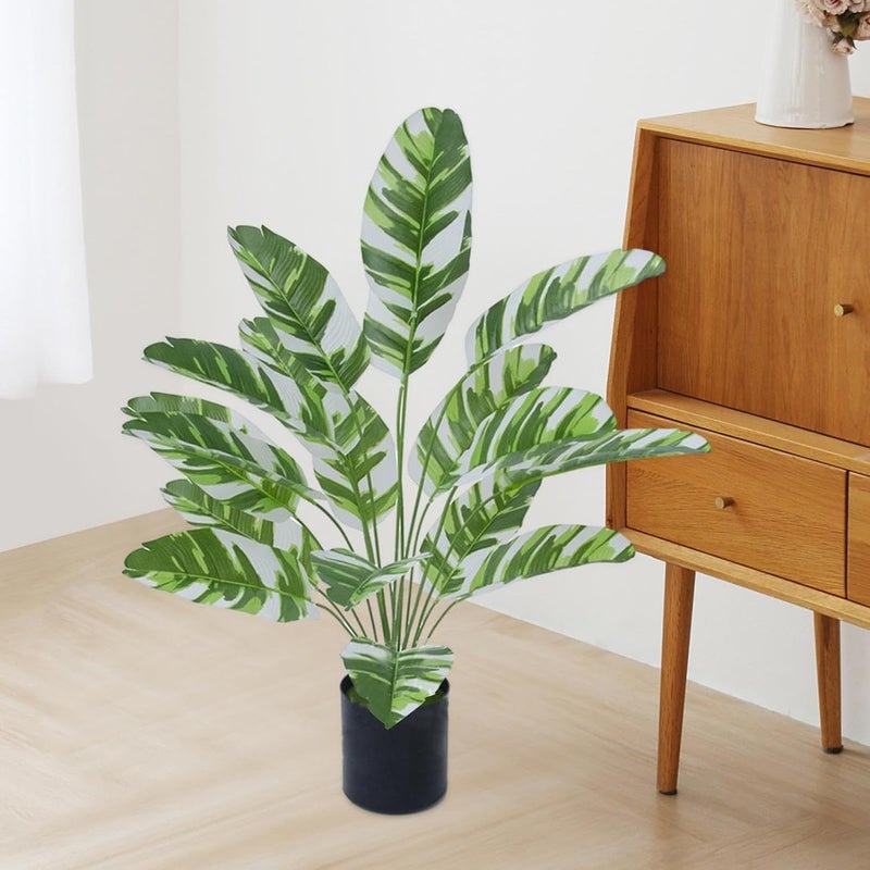 SHAKTISM SHAKTISM Artificial Banana Plants Banana Tree Leaves with Stems Faux Artificial Plant 18 Leaves Green Leaves with Brown Edges Ornamental Plant for Home Office Interior Dcor Without PotGreenWhite  - Image 3