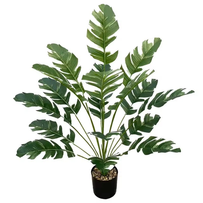 SHAKTISM SHAKTISM Artificial Banana Plants Banana Tree Leaves with Stems Faux Artificial Plant 18 Leaves Green Leaves with Brown Edges Ornamental Plant for Home Office Interior Dcor Without PotGreenWhite  - Image 4