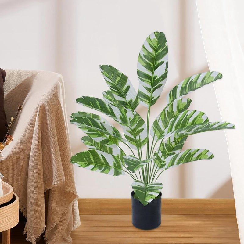 SHAKTISM SHAKTISM Artificial Banana Plants Banana Tree Leaves with Stems Faux Artificial Plant 18 Leaves Green Leaves with Brown Edges Ornamental Plant for Home Office Interior Dcor Without PotGreenWhite  - Image 5