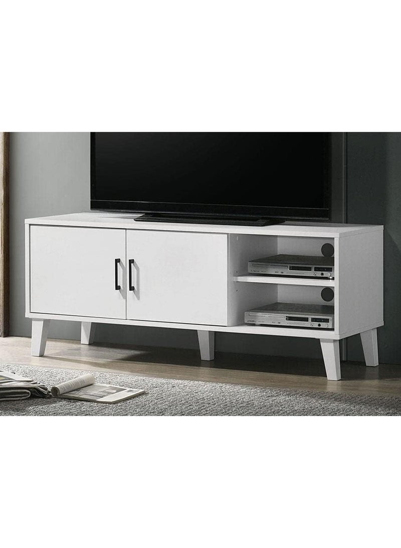DubaiGallery TV Cabinet For Up To 32 Inches TV I Entertainment Modern Design Wall Unit Furniture I Wooden TV Stand For Living Room, Bedroom I TV Rack L120xW40xH49 cm - White - Image 1