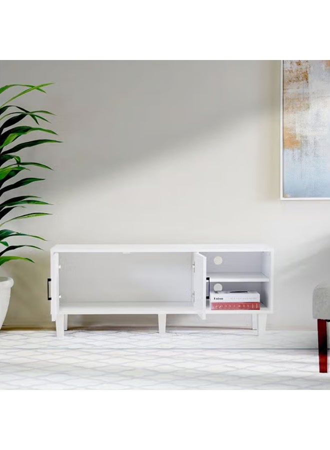 DubaiGallery TV Cabinet For Up To 32 Inches TV I Entertainment Modern Design Wall Unit Furniture I Wooden TV Stand For Living Room, Bedroom I TV Rack L120xW40xH49 cm - White - Image 3