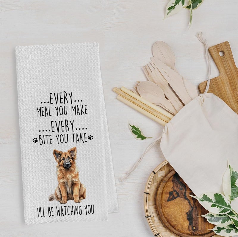 Geqtt Gqtt German Shepherd Dish Towels Set - Funny German Shepherd Gifts Waffle Weave Kitchen Towels, Decorative Hand Tea Towels for Bathroom Kitchen (1624 Inches Set of 2) - Image 3