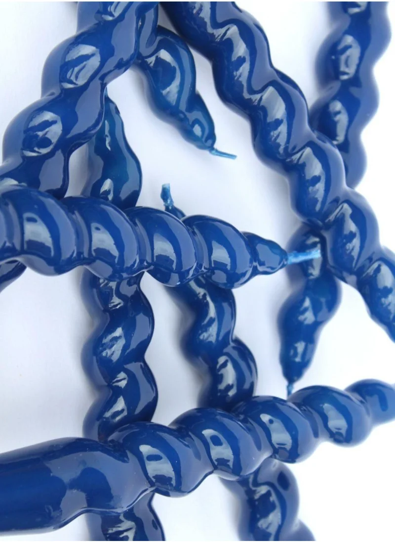 Maegen Spiral Taper Candle - Navy