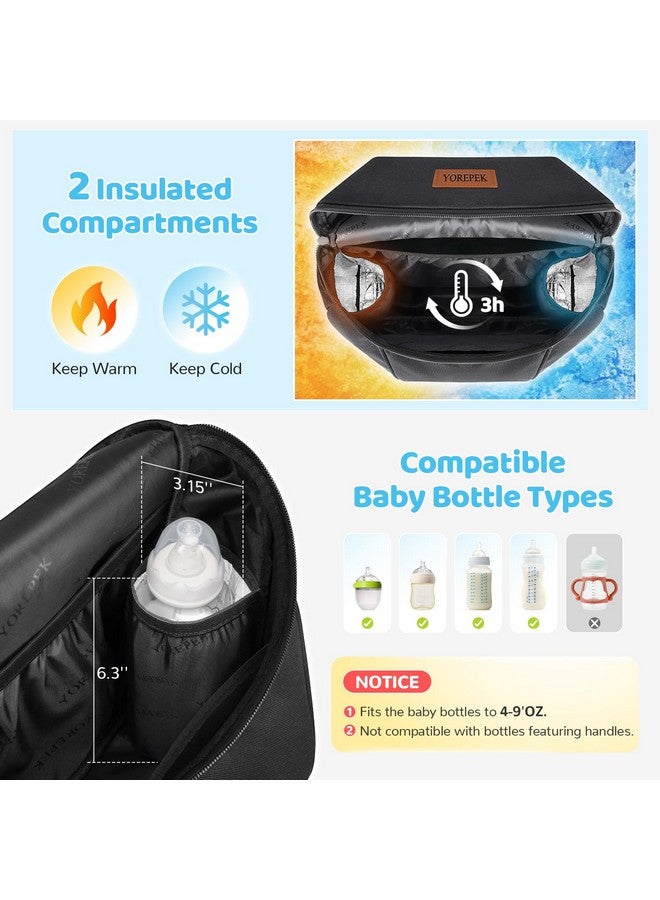 منظم عربة الأطفال من Elfzone - عبوة من قطعتين من حقيبة تخزين الدراجة/عربة الأطفال، خطاف وحلقة سهلة التركيب - تصميم شبكي، أحزمة مانعة للانزلاق، منظم عربة أطفال مريح للأمهات، ملحقات عربة الأطفال، أسود - Image 5