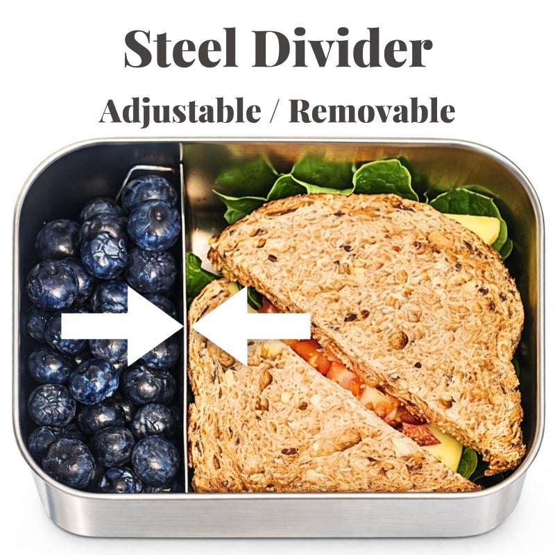 Modaniam 27 OZ Leak proof Stainless Steel Lunch Box containers, Stainless Steel Lunch Containers, Bento box, Metal Lunch Containers, Snacks container, Black, Small - 27 Oz+ 2 * 6.5Oz - Image 3
