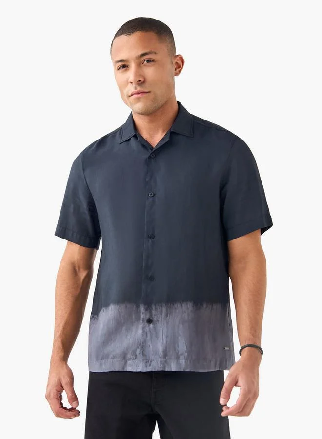 Lee Cooper Lee Cooper Relaxed Fit Ombre Tencel Shirt with Short Sleeves